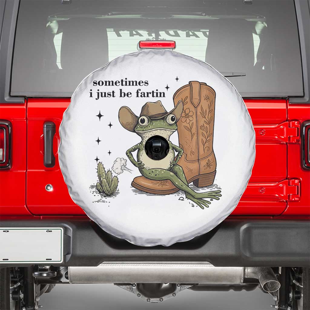 Funny Cowboy Frog Spare Tire Cover Sometimes I Just Be Fartin TS14 White Print Your Wear