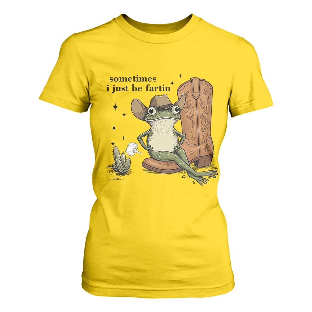 Funny Cowboy Frog T Shirt For Women Sometimes I Just Be Fartin TS14 Daisy Print Your Wear