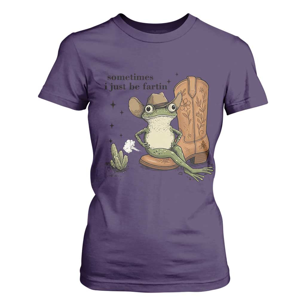 Funny Cowboy Frog T Shirt For Women Sometimes I Just Be Fartin TS14 Purple Print Your Wear
