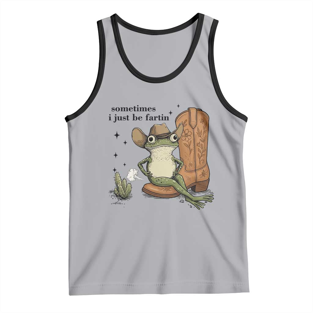 Funny Cowboy Frog Tank Top Sometimes I Just Be Fartin TS14 Athletic Heather Black Print Your Wear