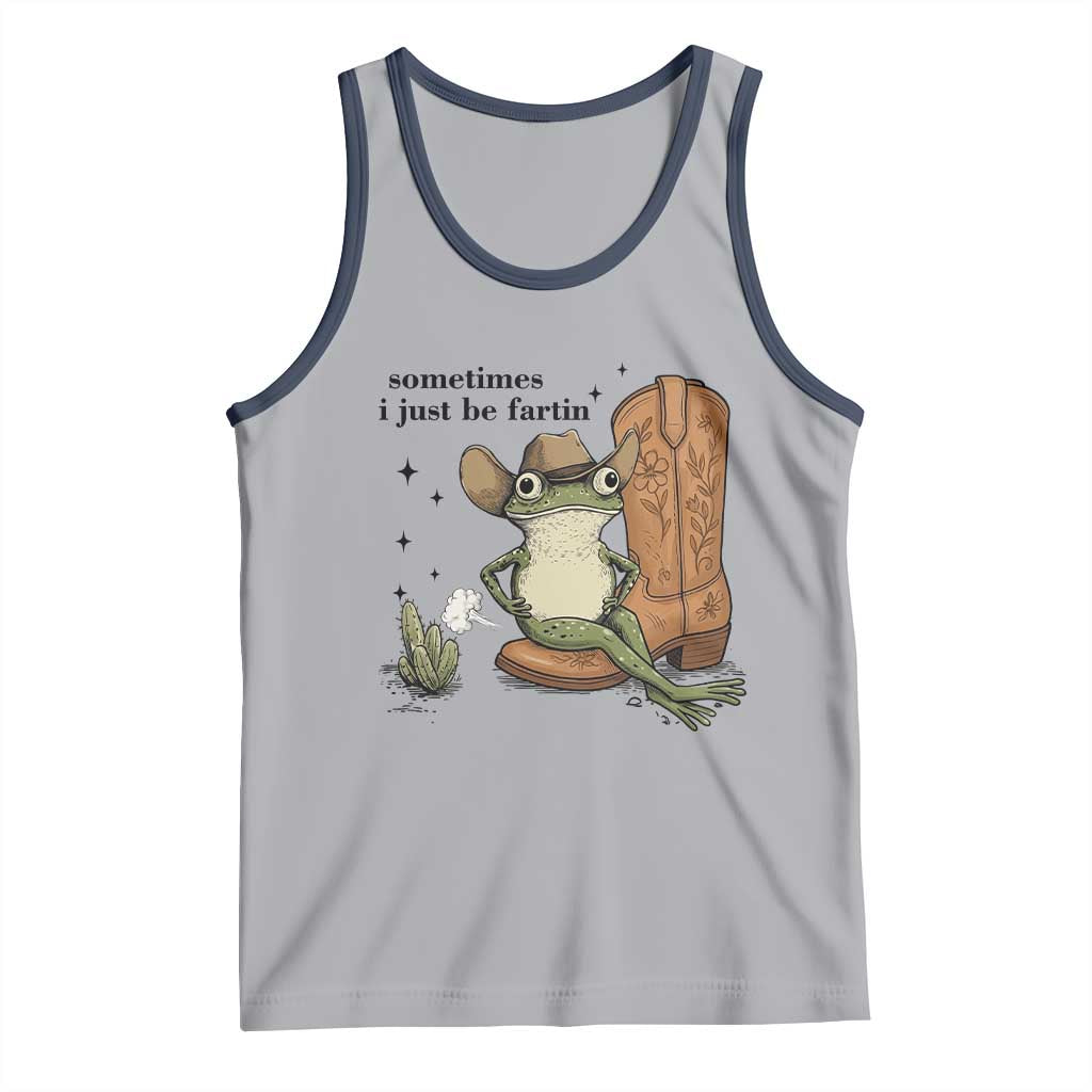 Funny Cowboy Frog Tank Top Sometimes I Just Be Fartin TS14 Athletic Heather Navy Print Your Wear