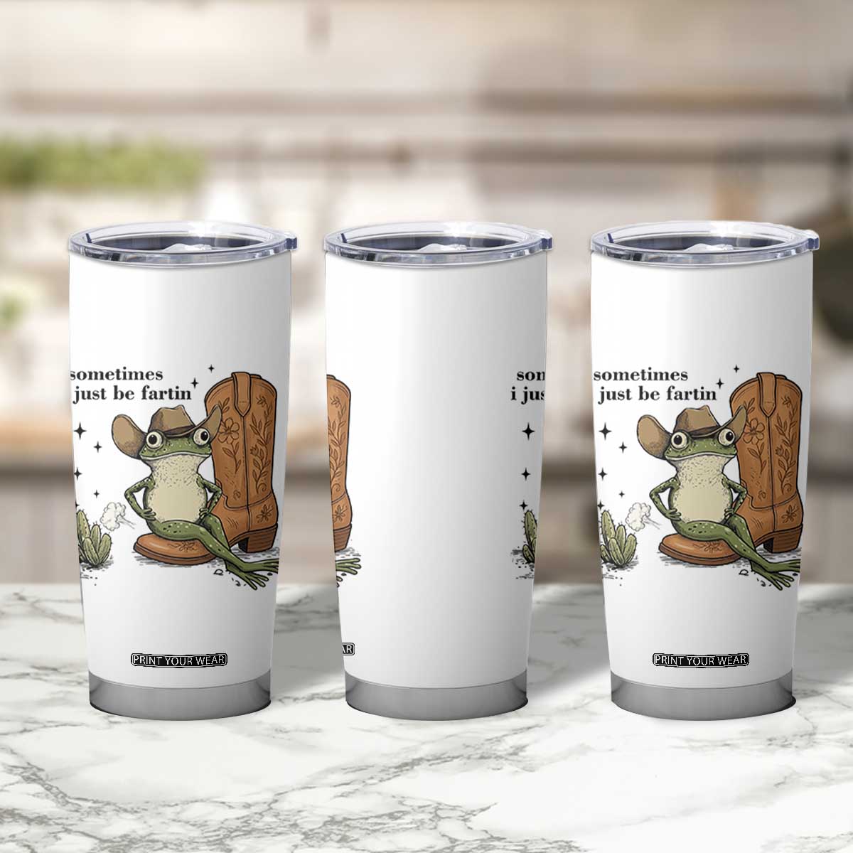 Funny Cowboy Frog Tumbler Cup Sometimes I Just Be Fartin TS14 Print Your Wear