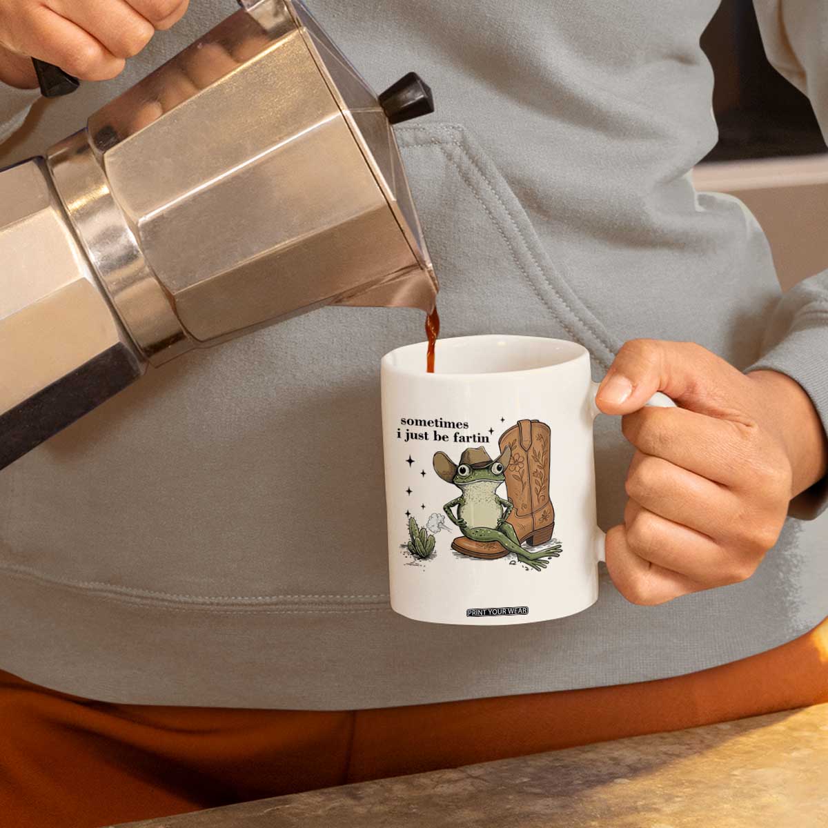 Funny Cowboy Frog Coffee Mug Sometimes I Just Be Fartin TS14 Print Your Wear