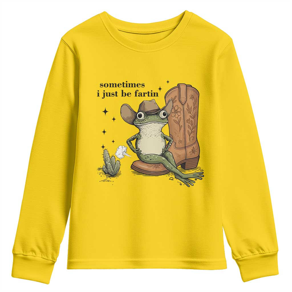 Funny Cowboy Frog Youth Sweatshirt Sometimes I Just Be Fartin TS14 Daisy Print Your Wear