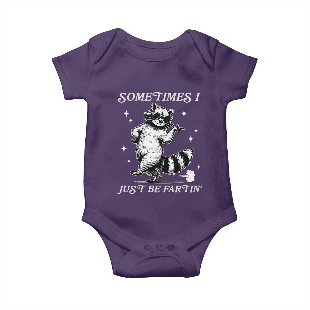 Sometimes I Just Be Fartin Baby Onesie Funny Raccoon Meme TS14 Purple Print Your Wear