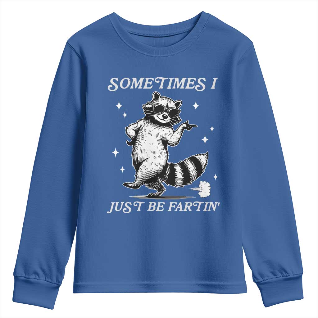 Sometimes I Just Be Fartin Youth Sweatshirt Funny Raccoon Meme TS14 Royal Blue Print Your Wear