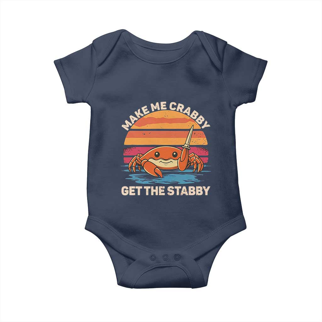 Funny Crab Meme Y2K Baby Onesie Make Me Crabby Get The Stabby TS14 Navy Print Your Wear