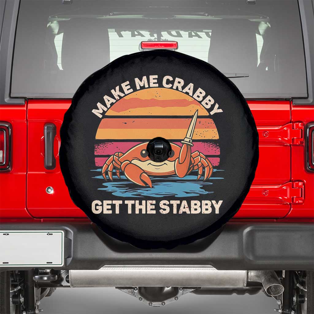 Funny Crab Meme Y2K Spare Tire Cover Make Me Crabby Get The Stabby TS14 Black Print Your Wear