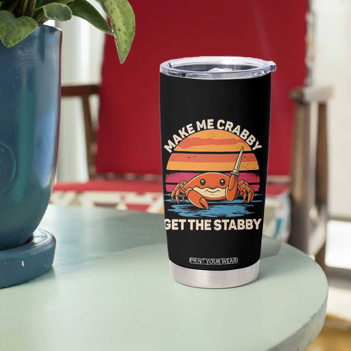 Funny Crab Meme Y2K Tumbler Cup Make Me Crabby Get The Stabby TS14 Print Your Wear