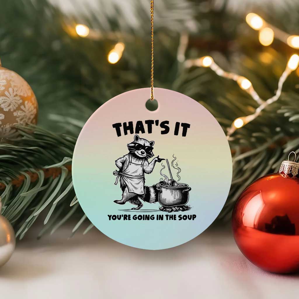 Funny Raccoon Meme Ceramic Ornament That Is It You Are Going In The Soup TS14 1pc Pastel Print Your Wear
