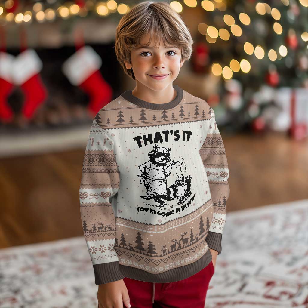 Funny Raccoon Meme Ugly Christmas Sweater That Is It You Are Going In The Soup TS14 Mocha Mousse Print Your Wear