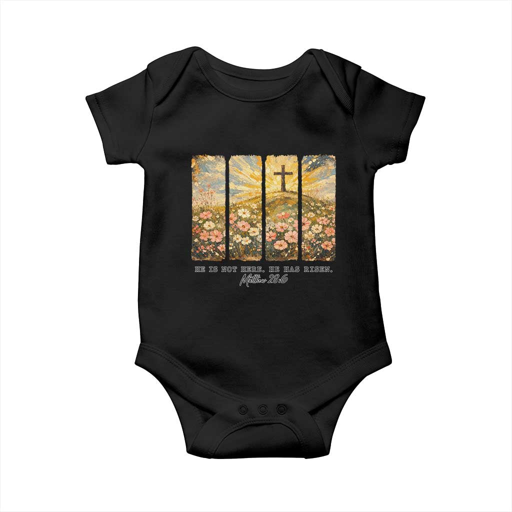 He Is Not Here He Is Risen Baby Onesie Christian Easter Bible Verse TS14 Black Print Your Wear