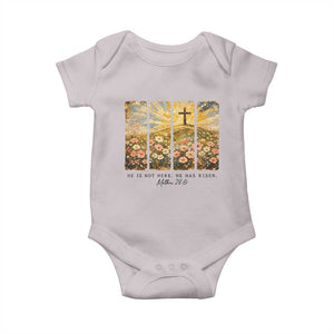 He Is Not Here He Is Risen Baby Onesie Christian Easter Bible Verse TS14 Ice Gray Print Your Wear
