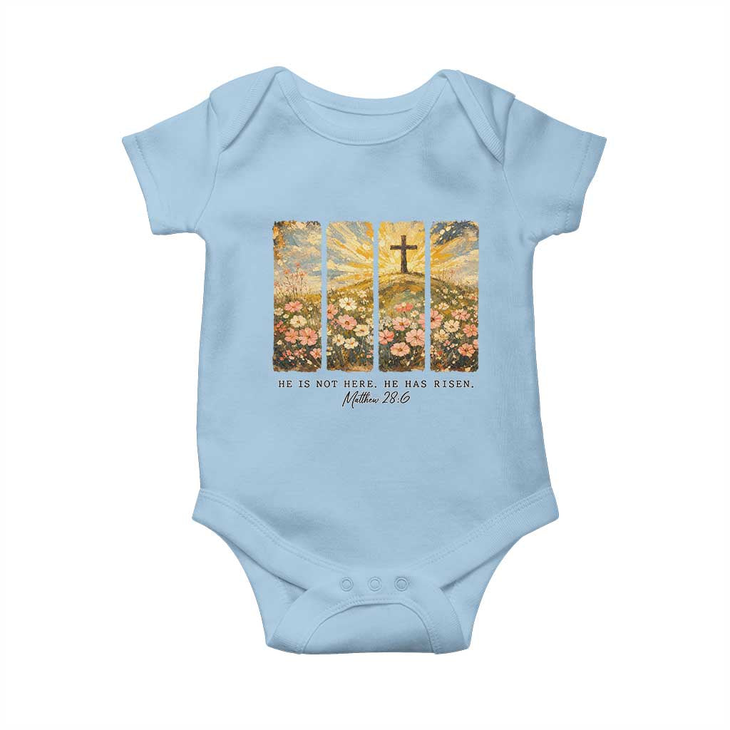 He Is Not Here He Is Risen Baby Onesie Christian Easter Bible Verse TS14 Light Blue Print Your Wear