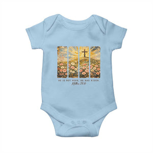 He Is Not Here He Is Risen Baby Onesie Christian Easter Bible Verse TS14 Light Blue Print Your Wear
