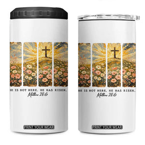 He Is Not Here He Is Risen 4 in 1 Can Cooler Tumbler Christian Easter Bible Verse TS14 One Size: 16 oz White Print Your Wear