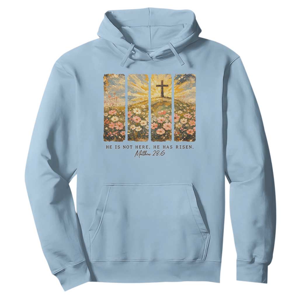 He Is Not Here He Is Risen Hoodie Christian Easter Bible Verse TS14 Light Blue Print Your Wear