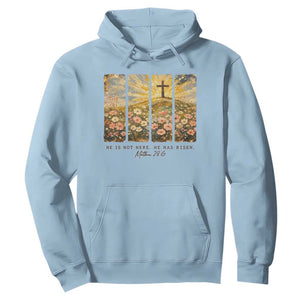 He Is Not Here He Is Risen Hoodie Christian Easter Bible Verse TS14 Light Blue Print Your Wear