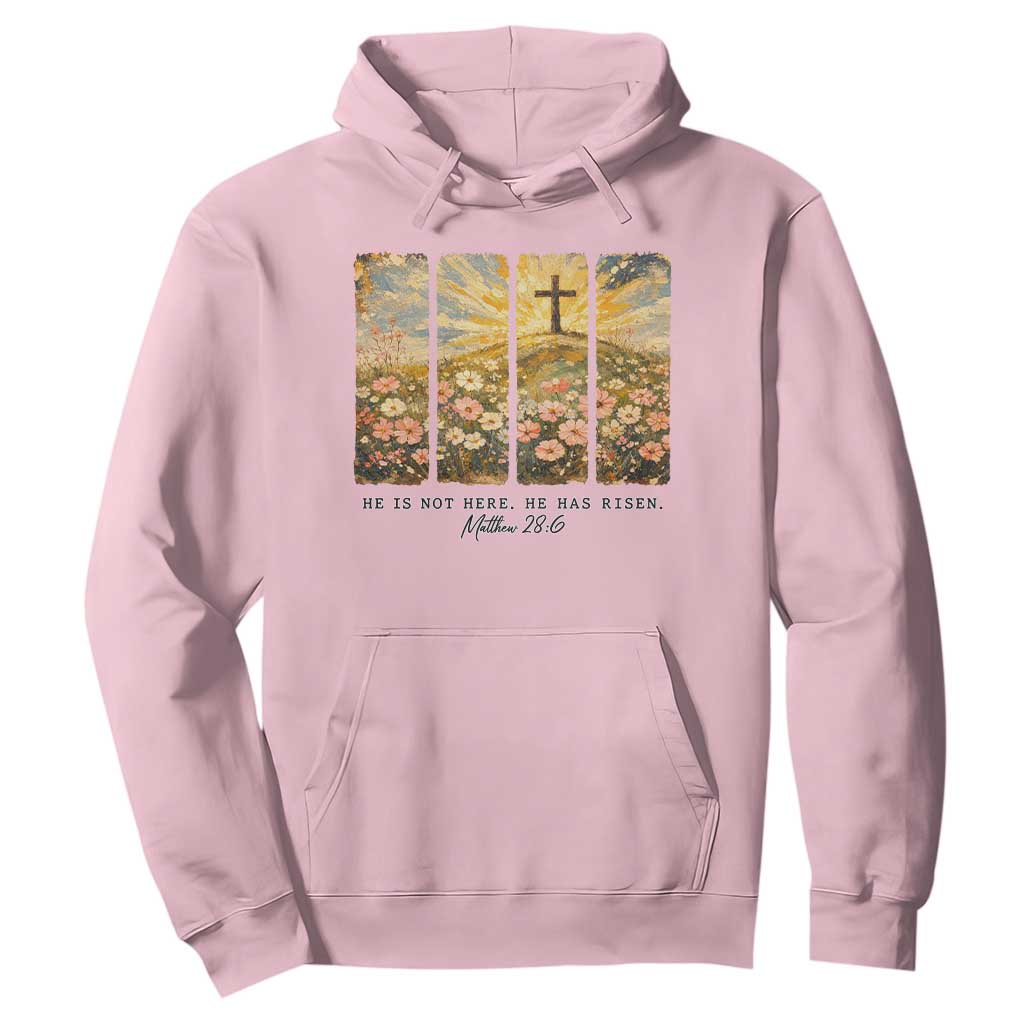 He Is Not Here He Is Risen Hoodie Christian Easter Bible Verse TS14 Light Pink Print Your Wear