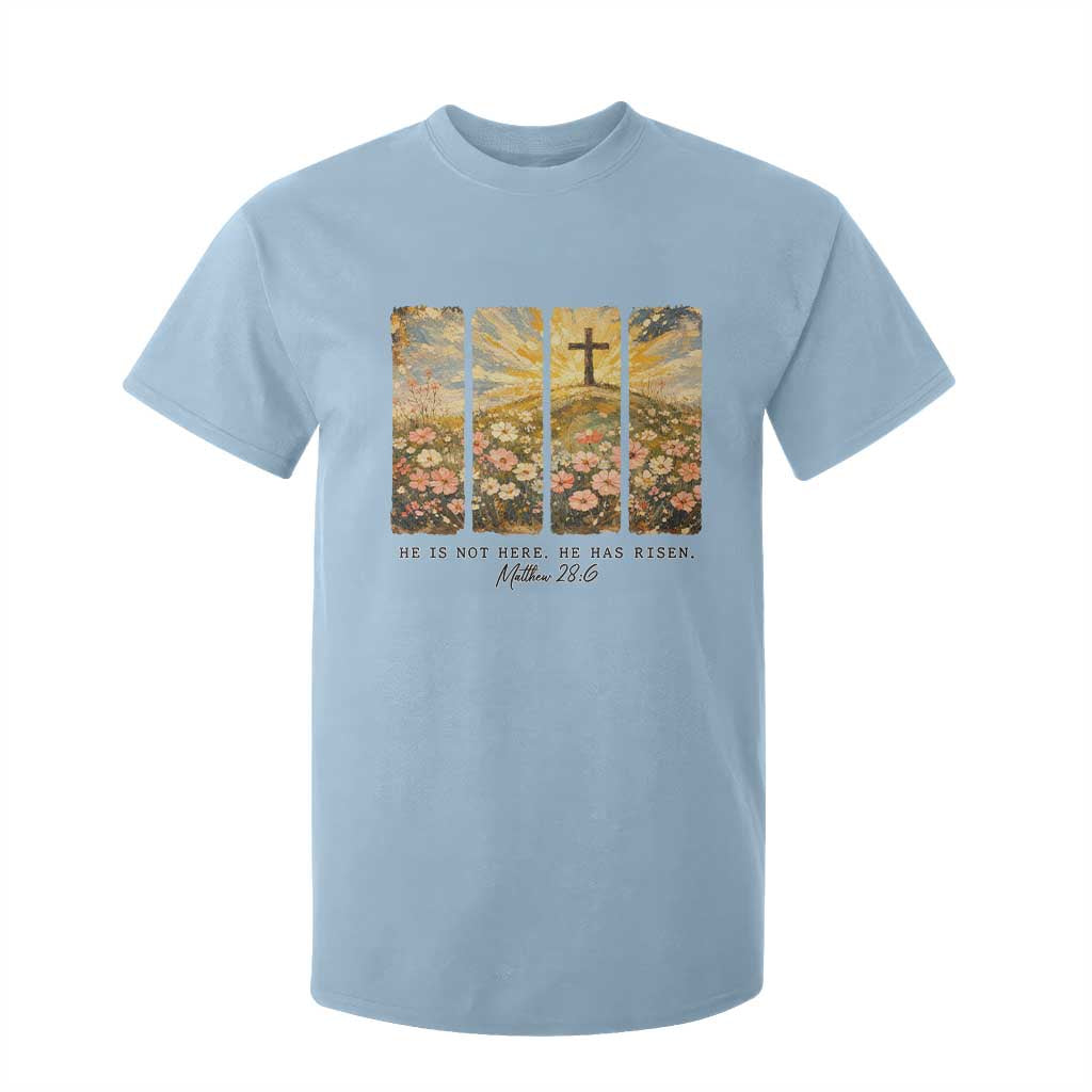 He Is Not Here He Is Risen T Shirt For Kid Christian Easter Bible Verse TS14 Light Blue Print Your Wear