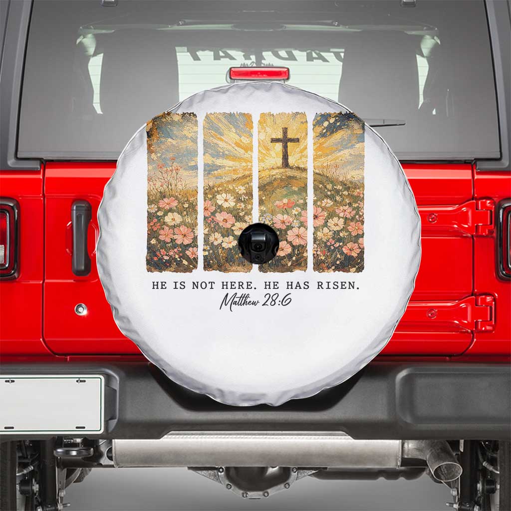 He Is Not Here He Is Risen Spare Tire Cover Christian Easter Bible Verse TS14 White Print Your Wear
