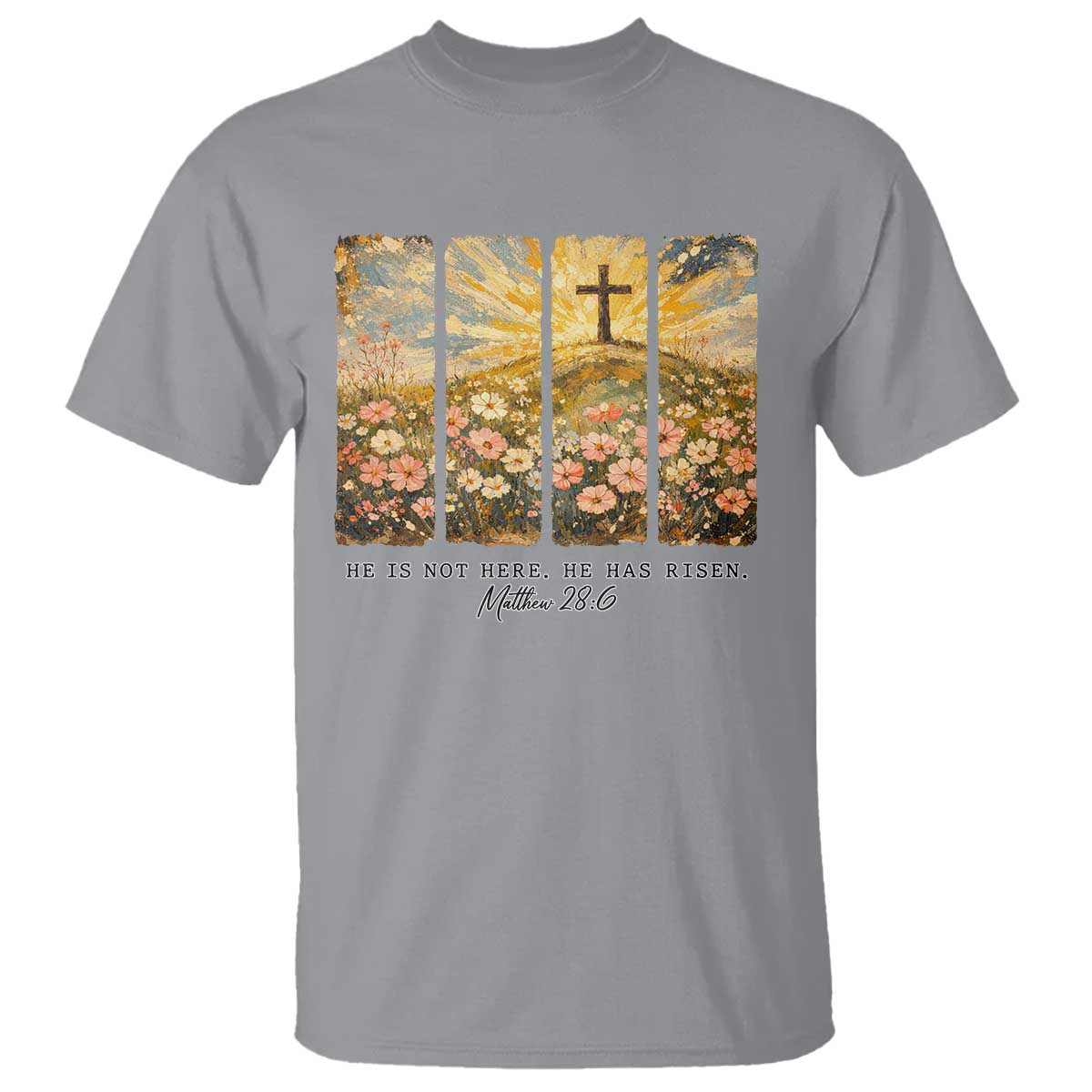 He Is Not Here He Is Risen T Shirt Christian Easter Bible Verse TS14 Sport Gray Print Your Wear
