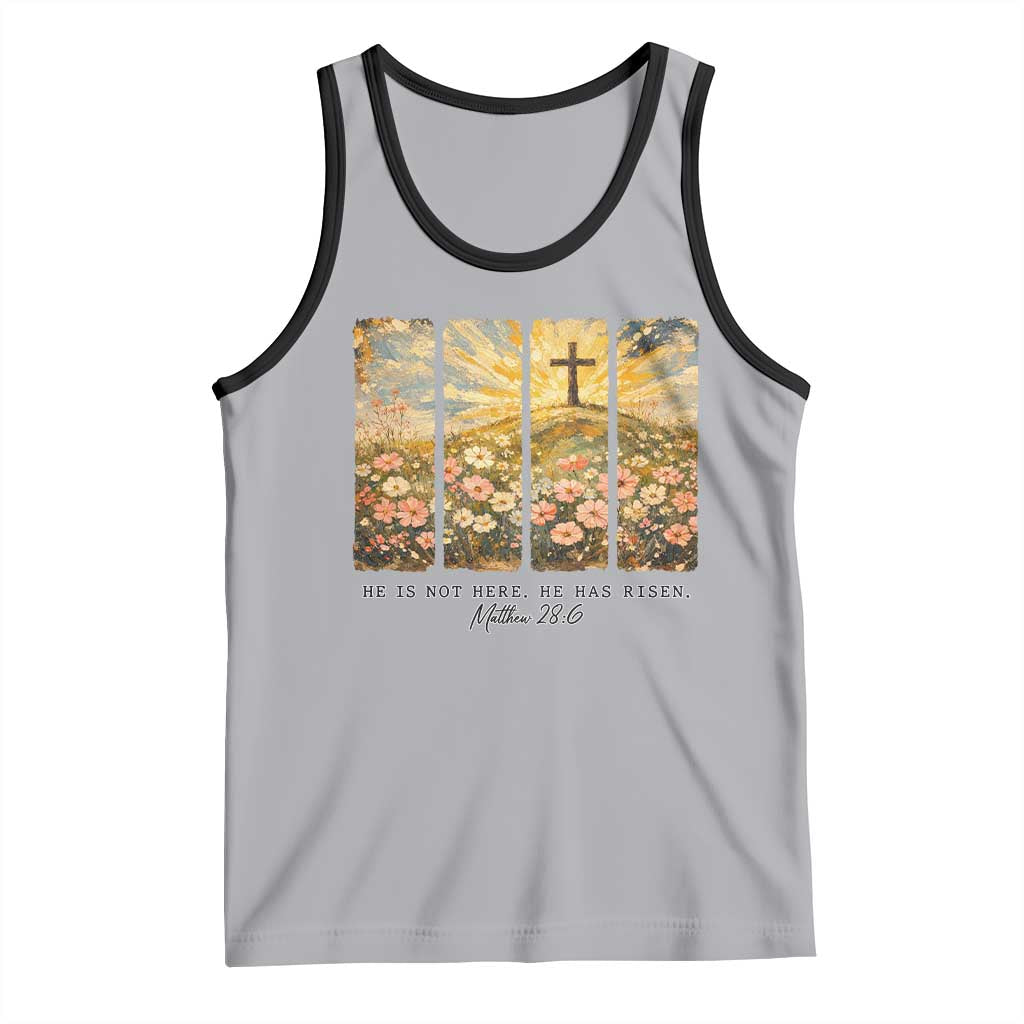 He Is Not Here He Is Risen Tank Top Christian Easter Bible Verse TS14 Athletic Heather Black Print Your Wear