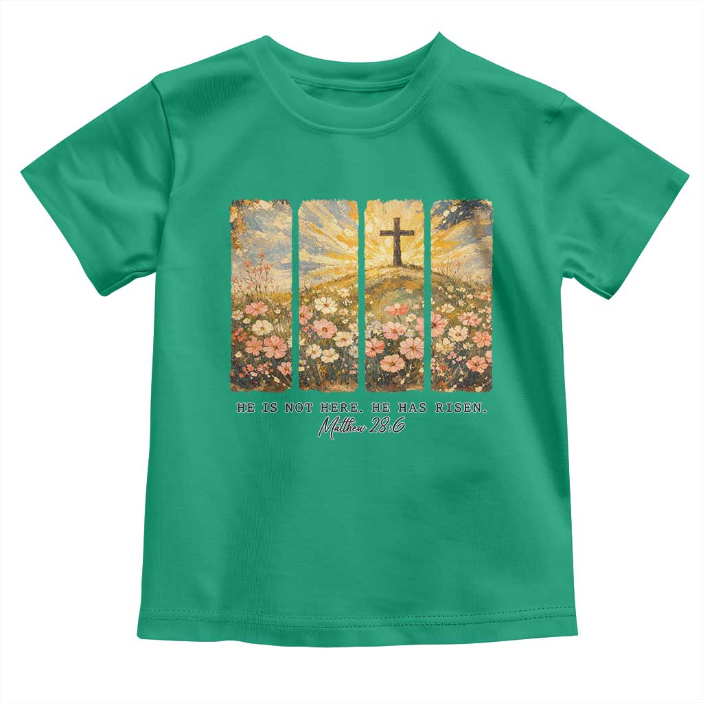 He Is Not Here He Is Risen Toddler T Shirt Christian Easter Bible Verse TS14 Irish Green Print Your Wear