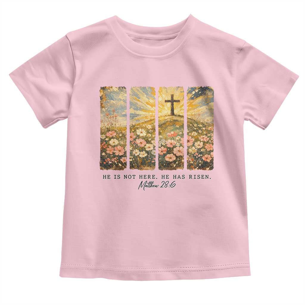 He Is Not Here He Is Risen Toddler T Shirt Christian Easter Bible Verse TS14 Light Pink Print Your Wear