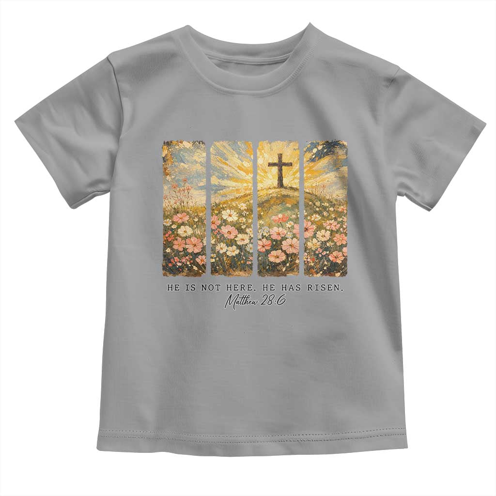 He Is Not Here He Is Risen Toddler T Shirt Christian Easter Bible Verse TS14 Sport Gray Print Your Wear