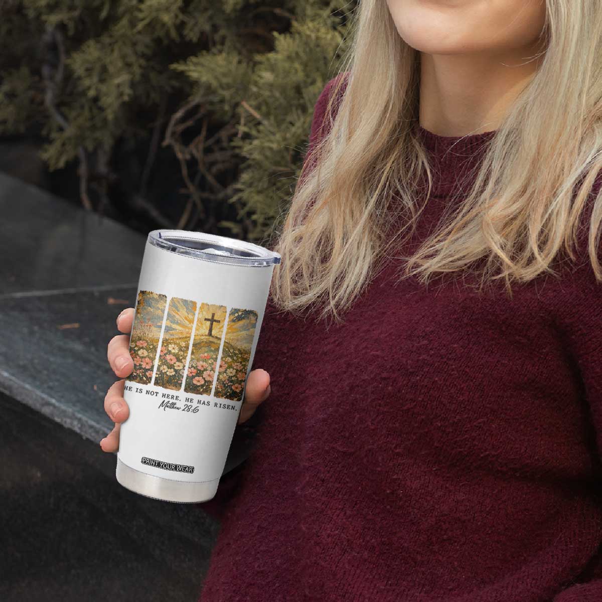 He Is Not Here He Is Risen Tumbler Cup Christian Easter Bible Verse TS14 Print Your Wear