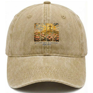 He Is Not Here He Is Risen Washed Cotton Baseball Cap Christian Easter Bible Verse TS14 Washed Cap Universal Fit Khaki Print Your Wear