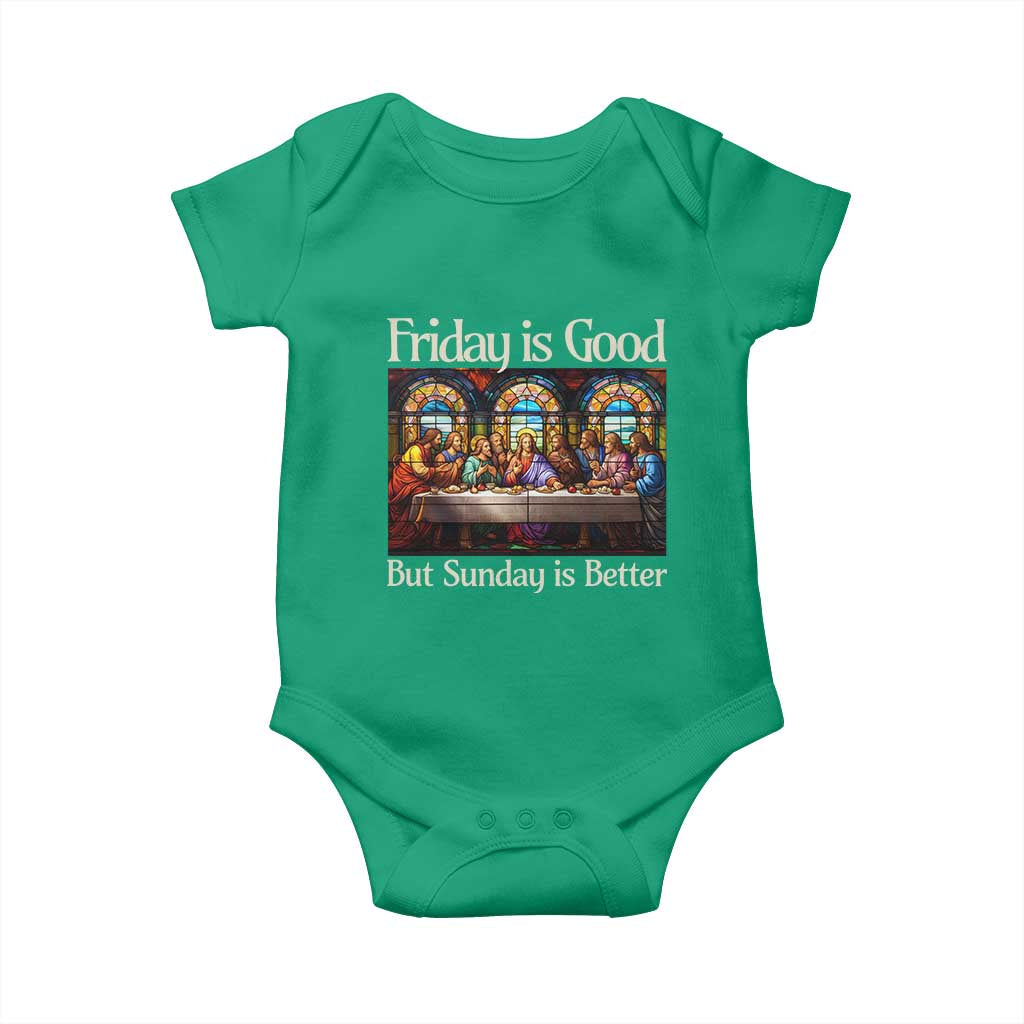 Christian Easter Baby Onesie Friday is Good Sunday is Better TS14 Irish Green Print Your Wear