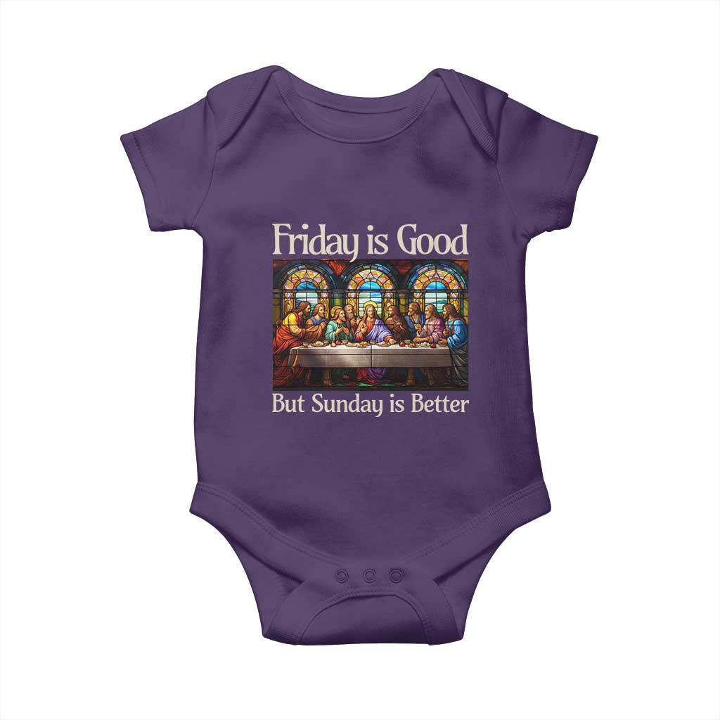 Christian Easter Baby Onesie Friday is Good Sunday is Better TS14 Purple Print Your Wear