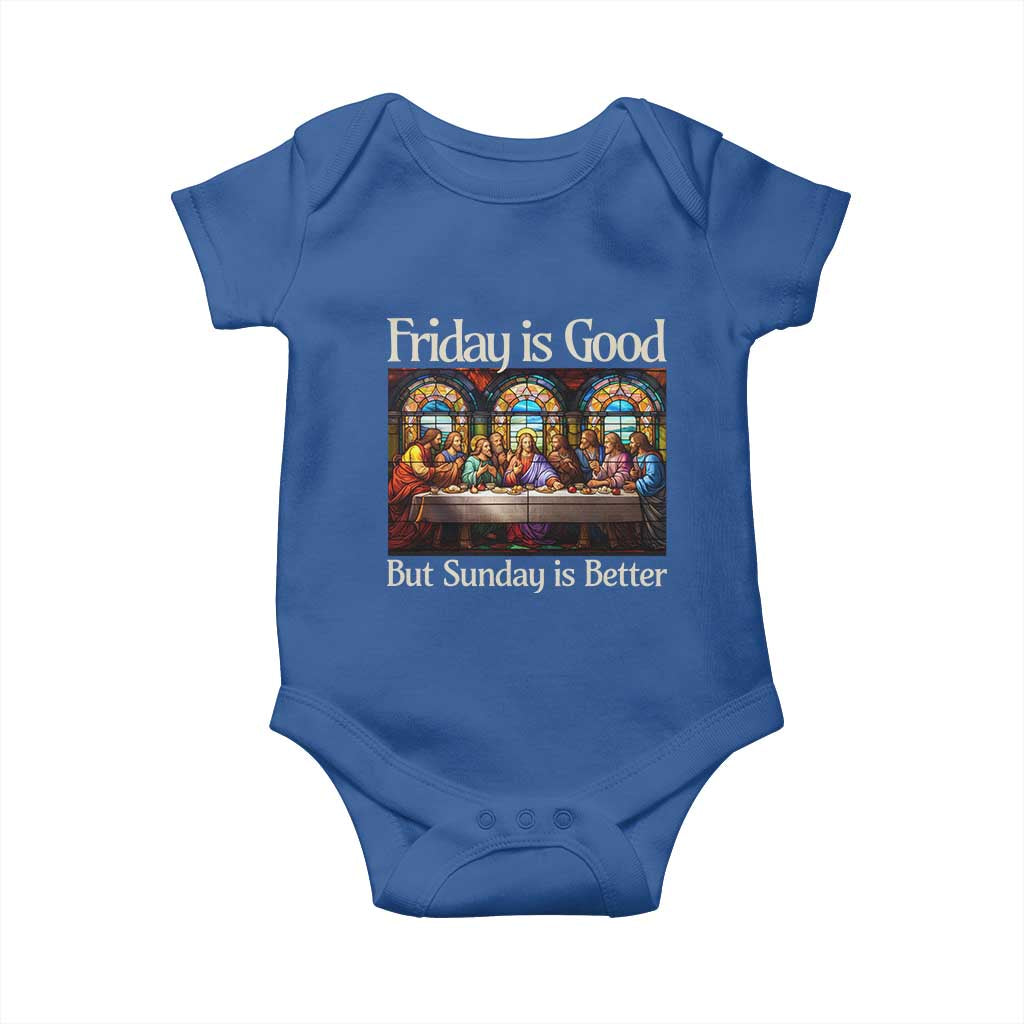 Christian Easter Baby Onesie Friday is Good Sunday is Better TS14 Royal Blue Print Your Wear