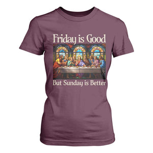 Christian Easter T Shirt For Women Friday is Good Sunday is Better TS14 Maroon Print Your Wear