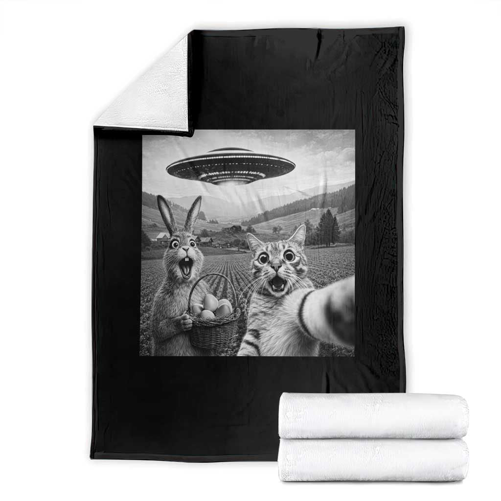 Funny Easter Throw Blanket Christian Cat Selfie Bunny Meme TS14 Black Print Your Wear
