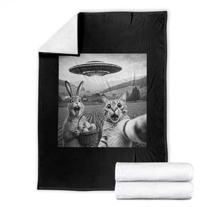 Funny Easter Throw Blanket Christian Cat Selfie Bunny Meme TS14 Black Print Your Wear