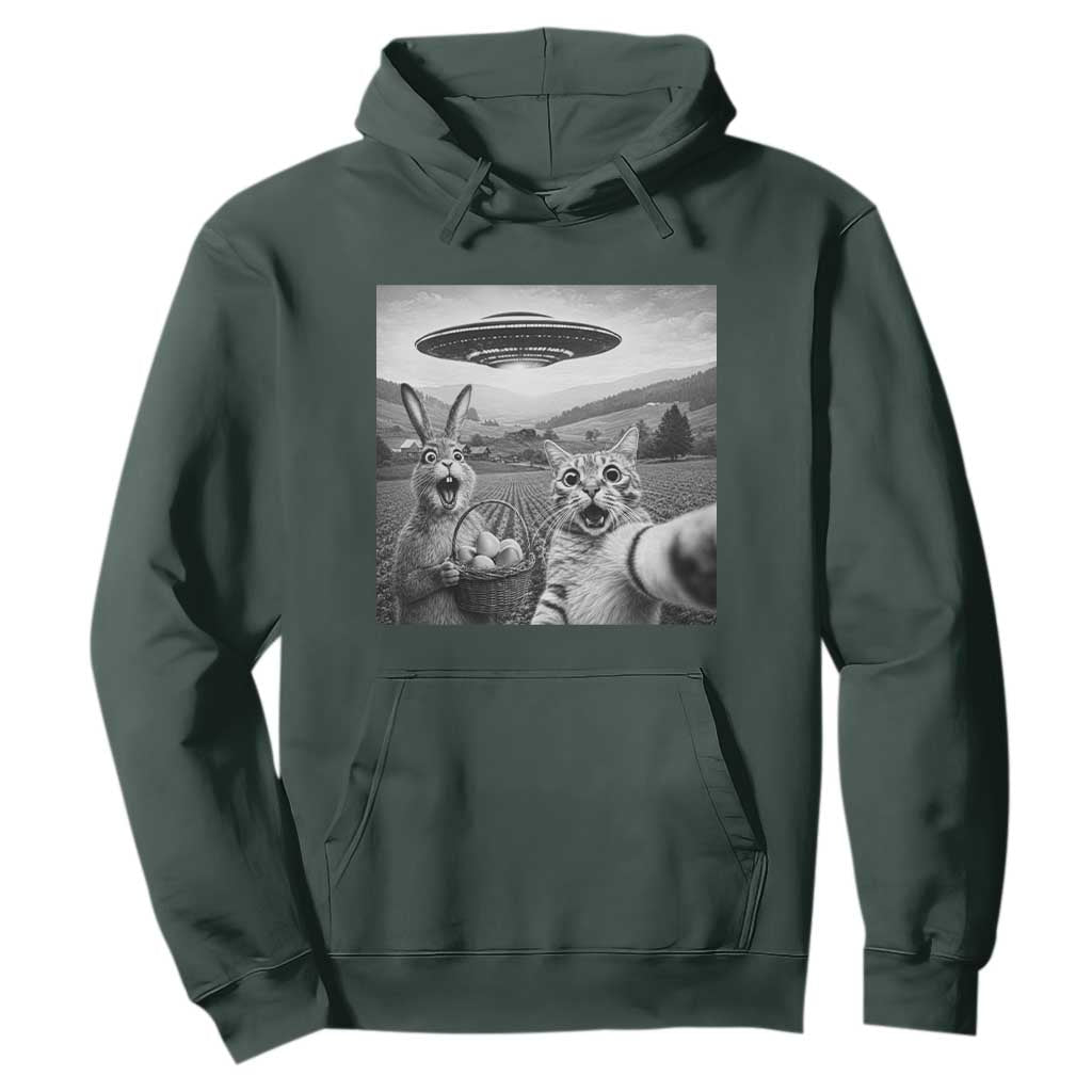 Funny Easter Hoodie Christian Cat Selfie Bunny Meme TS14 Dark Forest Green Print Your Wear