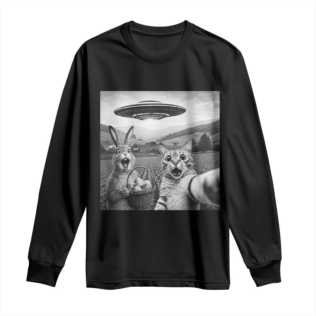 Funny Easter Long Sleeve Shirt Christian Cat Selfie Bunny Meme TS14 Black Print Your Wear