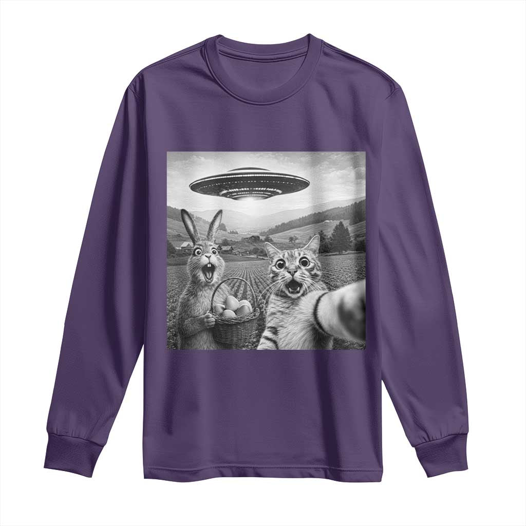 Funny Easter Long Sleeve Shirt Christian Cat Selfie Bunny Meme TS14 Purple Print Your Wear