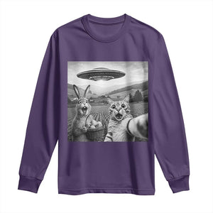 Funny Easter Long Sleeve Shirt Christian Cat Selfie Bunny Meme TS14 Purple Print Your Wear