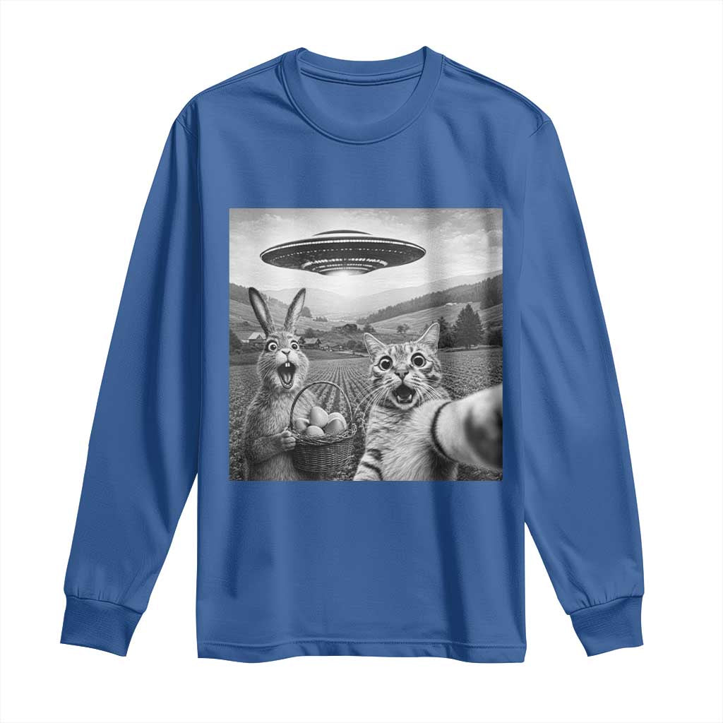 Funny Easter Long Sleeve Shirt Christian Cat Selfie Bunny Meme TS14 Royal Blue Print Your Wear