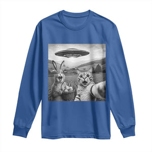Funny Easter Long Sleeve Shirt Christian Cat Selfie Bunny Meme TS14 Royal Blue Print Your Wear