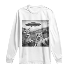 Funny Easter Long Sleeve Shirt Christian Cat Selfie Bunny Meme TS14 White Print Your Wear