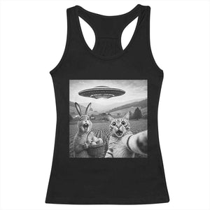 Funny Easter Racerback Tank Top Christian Cat Selfie Bunny Meme TS14 Black Print Your Wear