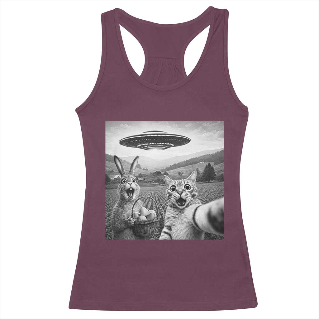 Funny Easter Racerback Tank Top Christian Cat Selfie Bunny Meme TS14 Maroon Print Your Wear