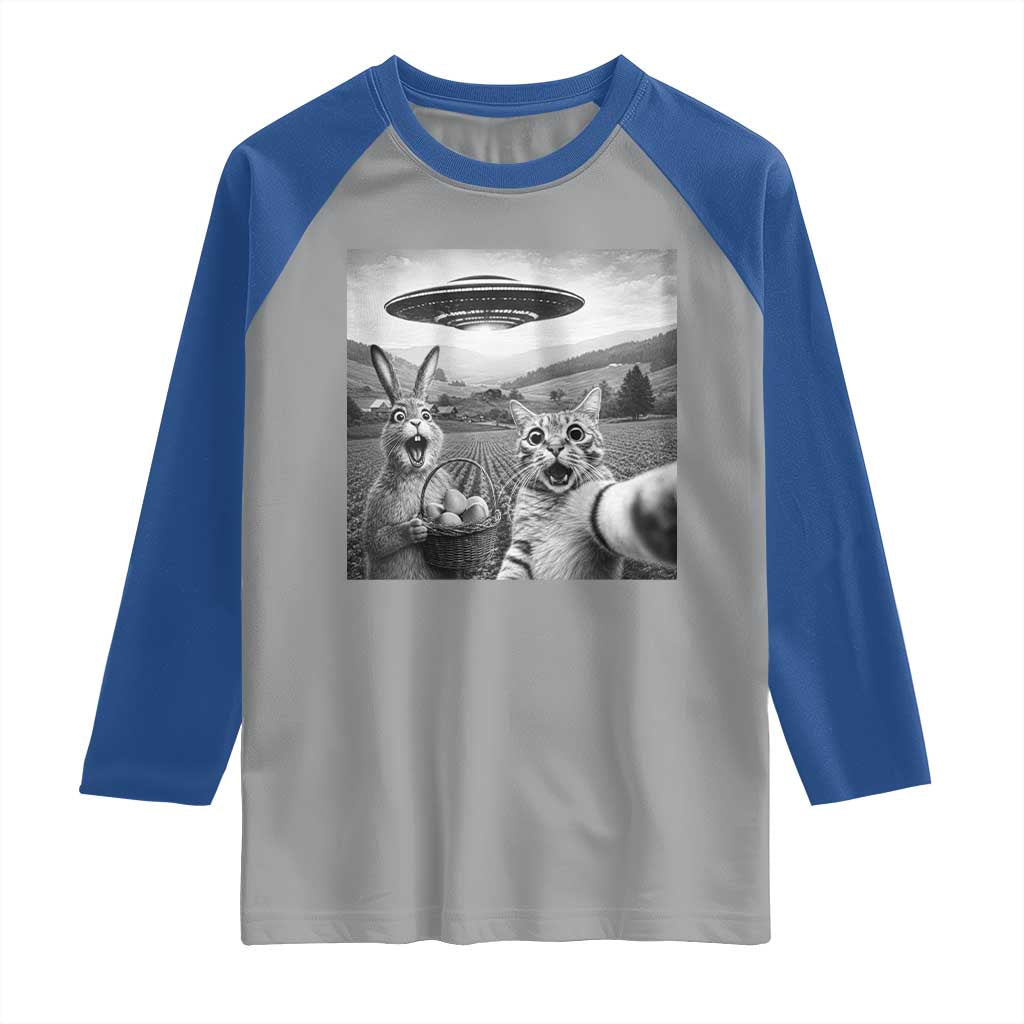 Funny Easter Raglan Shirt Christian Cat Selfie Bunny Meme TS14 Sport Gray Royal Print Your Wear