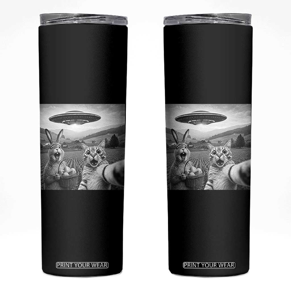 Funny Easter Skinny Tumbler Christian Cat Selfie Bunny Meme TS14 Black Print Your Wear