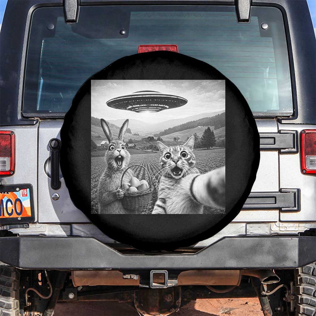 Funny Easter Spare Tire Cover Christian Cat Selfie Bunny Meme TS14 No hole Black Print Your Wear